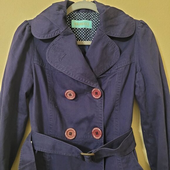 Fiorucci Womens Purple Trench Coat With Belt‎ Y2K Causal Career - Picture 6 of 11